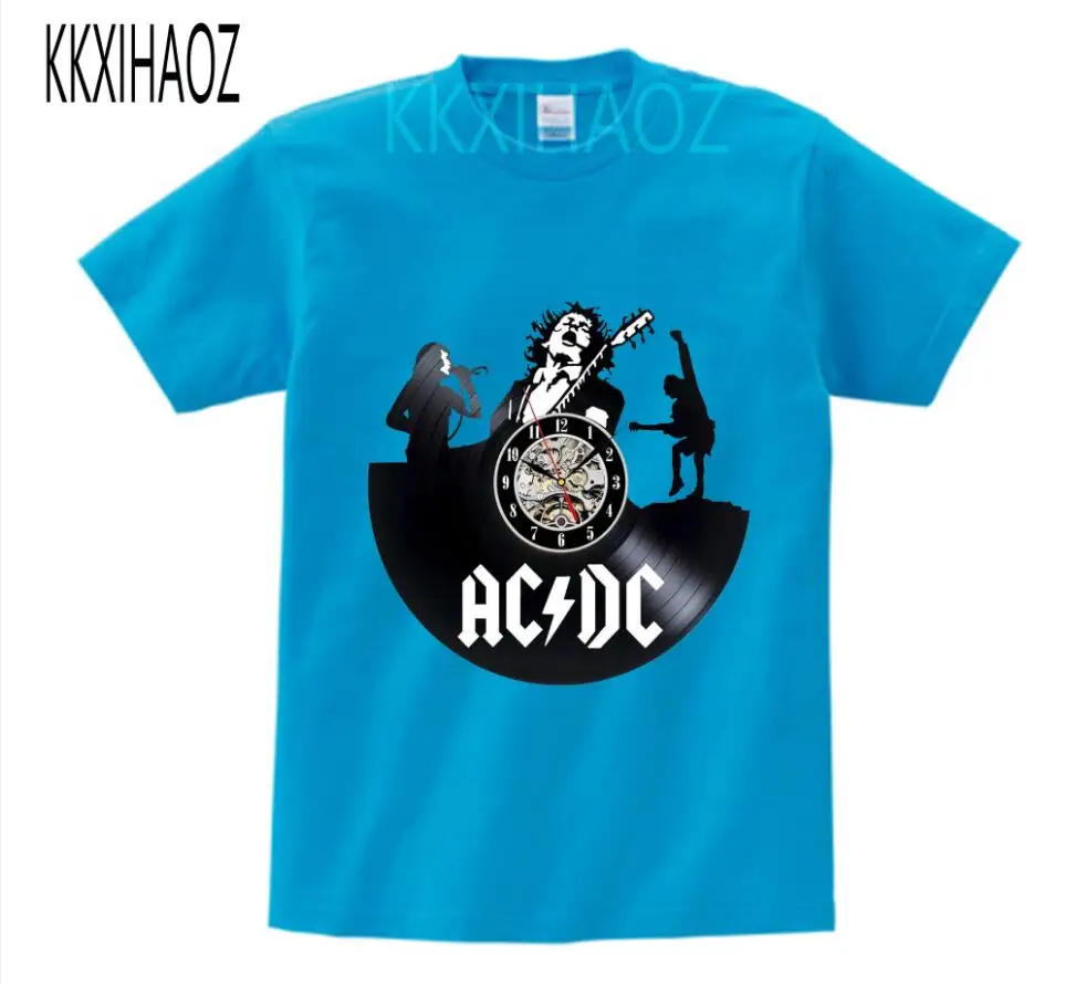 Детские хлопковые AC/DC печатная Футболка ROCK BAND футболка летние acdc футболка детские однотонные брюки черного цвета для мальчиков топы для девочек короткий рукав Футболка s - Цвет: biue childreT-shirt