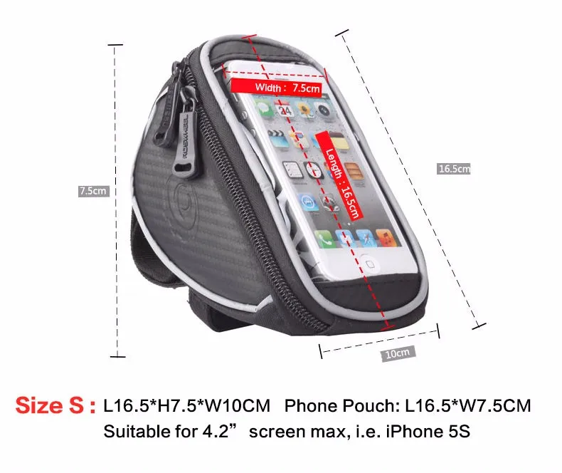 Discount 4.2" 5" 5.5" ROSWHEEL Touchscreen Bicycle Phone Case Cycling Top Tube Bag Panniers Mountain Bike Handlebar Bycicle Bag Pouch 2