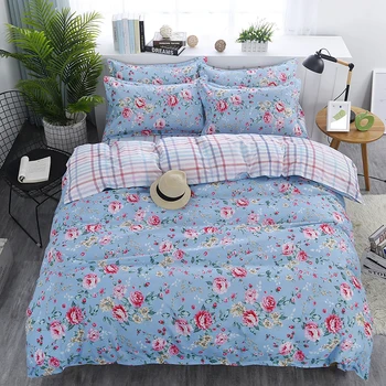 

Broken Flowers Blue Printed Bedding Set Bed Cover Bed Sheet Duvet Cover Pillowcase Bed Linen Bedclothes Queen Adult Teen