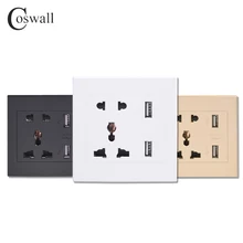 Coswall универсальный стандарт 2.1A USB настенная розетка домашнее настенное зарядное устройство 2 порта USB розетка зарядное устройство для телефона белый/черный/золотой