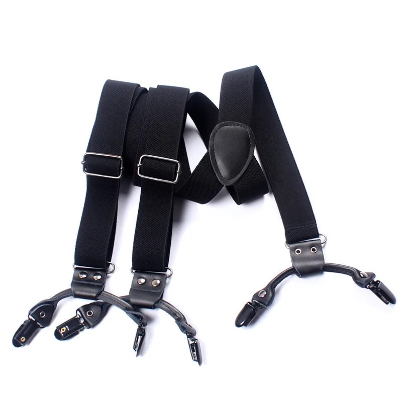 Mantieqingway Casual Trousers 6 clips Strap Suspenders Adjustable Clip