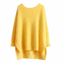 Off Shoulder Mohair Knitted Sweater Pullover