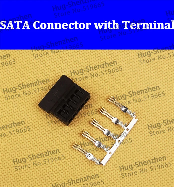 50pcs Pin Type 3811 Sata Power Connectors Wiring Half Gold Plated Crimp Terminals Pins A Set Of