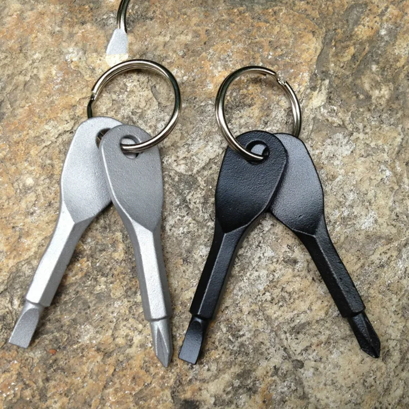 

Hoomall 1 Set Stainless Steel Mini EDC Multifunction Screwdriver Key Shape Slotted Screwdrivers Keychain Pocket Repair Tool
