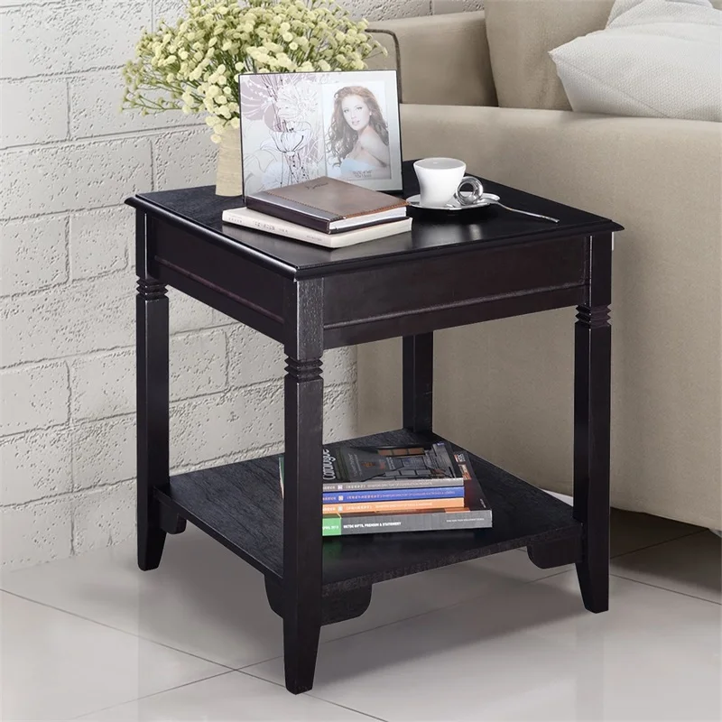 

Cappuccino Wooden Sofa End Table Side Coffee Tables for Living Room HW51532