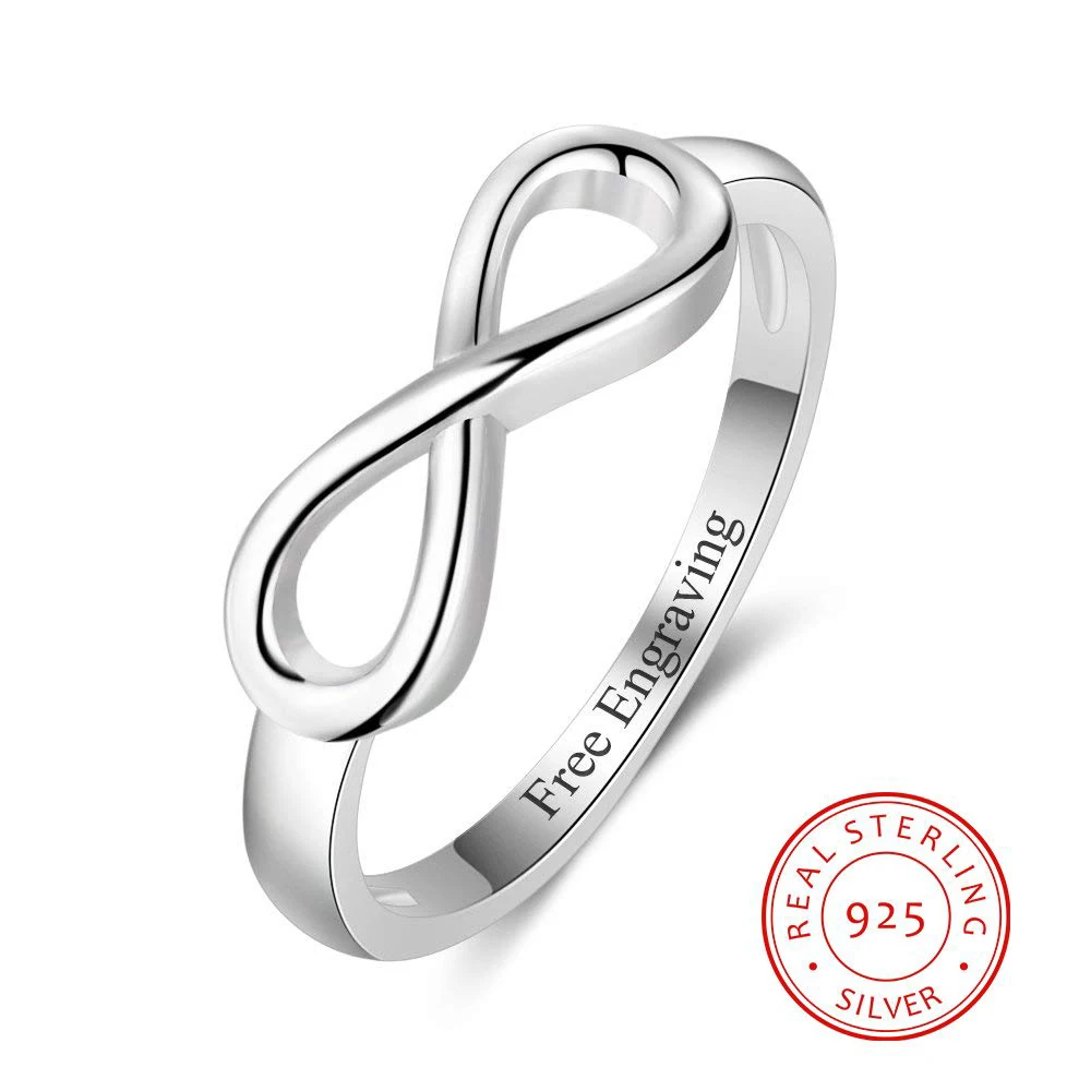 Personalized 925 Sterling Silver Infinity Rings for Women Engraving Promise Rings Engagement Wedding Eternity Ring (RI103716)
