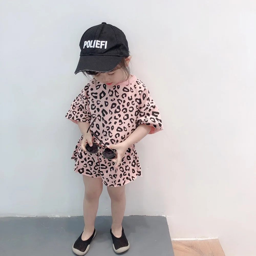 Korean Baby Girls Summer Outfit 2019 Toddler Girl Clothes Four-color Leopard T Shirt Shorts Children Clothing Set 2Pcs Kids Suit (26)