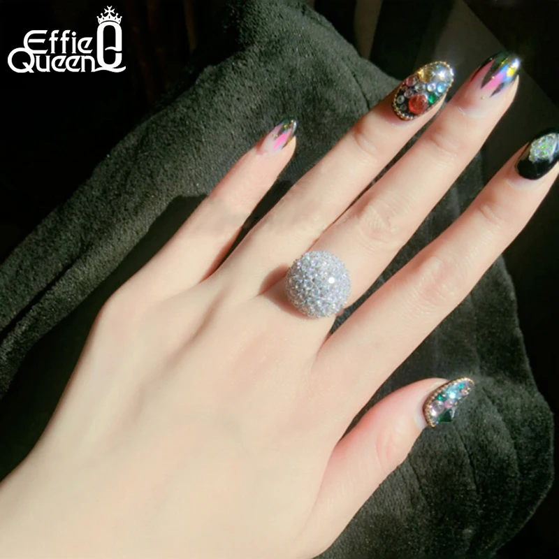 Effie queen серебряные вращающиеся кольца для женщин Роскошные кубическая циркониевая подвеска обручальное кольцо с регулируемым размером DOR154
