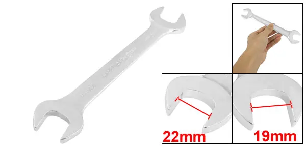 Uxcell Лидер продаж 1 шт. 19 мм x 22 мм хром-ванадиевой Сталь Двойной Открытые ключ гаечный ключ