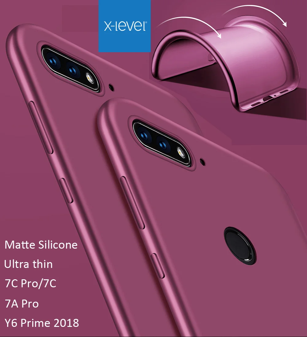 

X-Level Soft Silicone Case For Huawei Honor 7A 7C Pro X Level Ultra thin Matte TPU Protective Cover Y6 Prime 2018