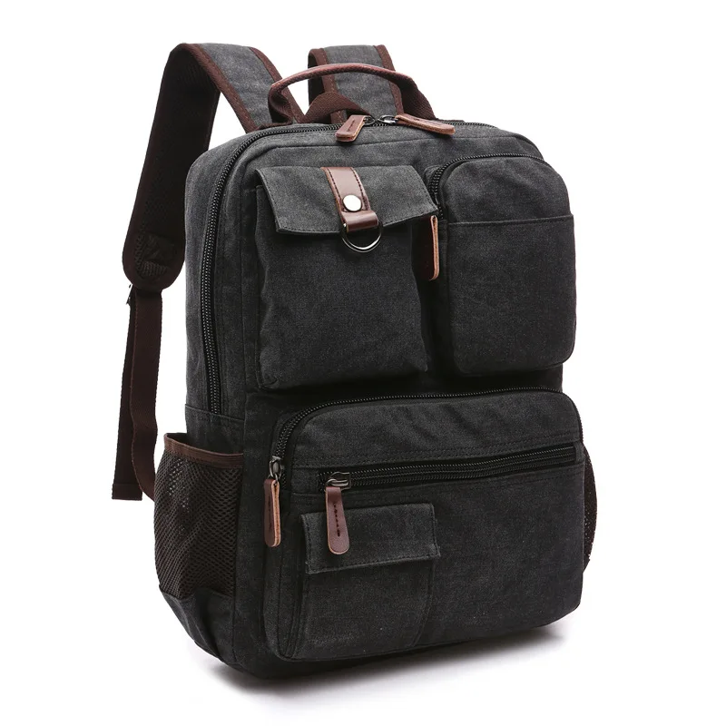 MARKROYAL, мужской холщовый рюкзак, сумка на плечо для студентов, сумка для отдыха, сумка для компьютера, школьная сумка Mochila для подростков, 15 дюймов, рюкзак для ноутбука - Цвет: Black