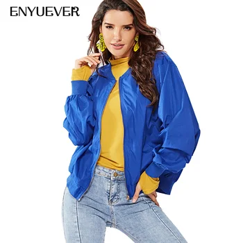

Enyuever Blue Jackets For Women Plus Size Clothing Fall Autumn 2019 Casual Long Sleeve Korean Style Loose Veste Femme Outerwear