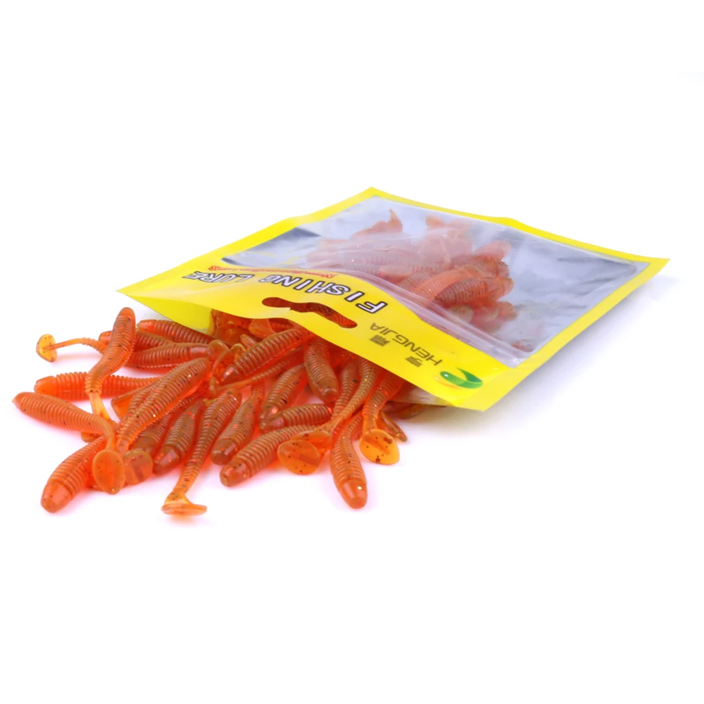 50PCS Мягкая приманка t хвост наживка для рыбы мягкие приманки Искусственные черные
