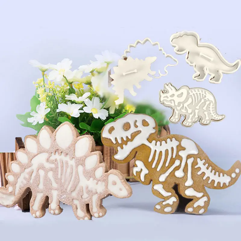 6Pcs Plastic Dinosaur Cookies Cutter Biscuit Pastry Cake Fondant Mould Set Home