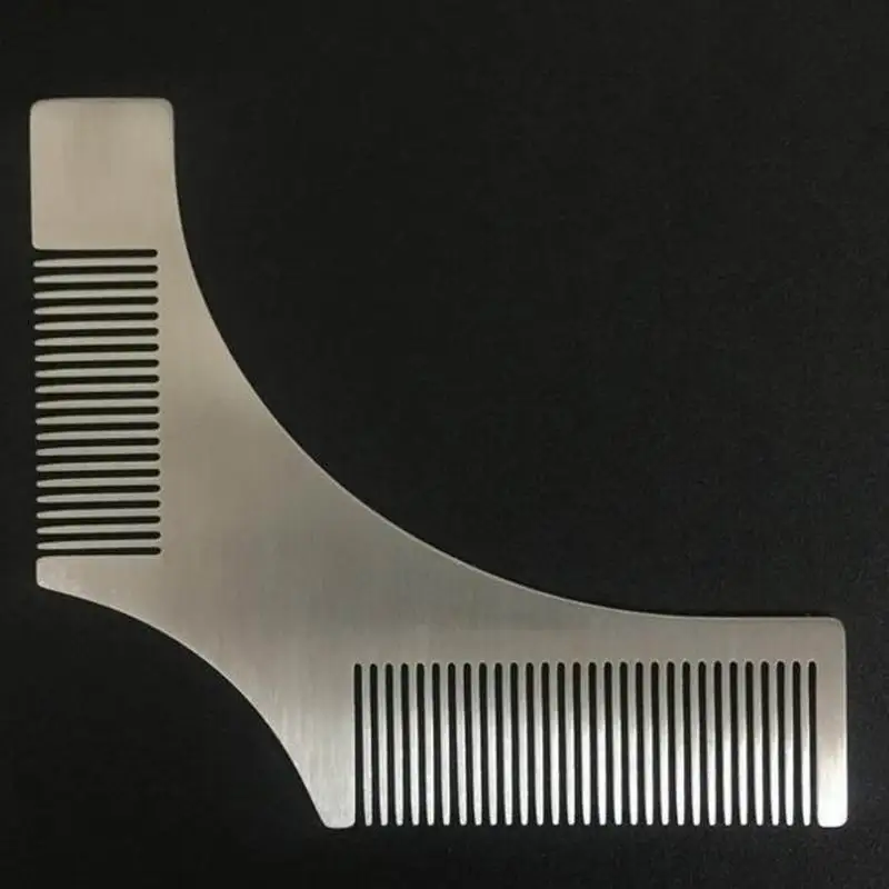 

Camber angle two sides beard comb stainless steel beard template as sidebums styling tool as hairline facial hair trim tool