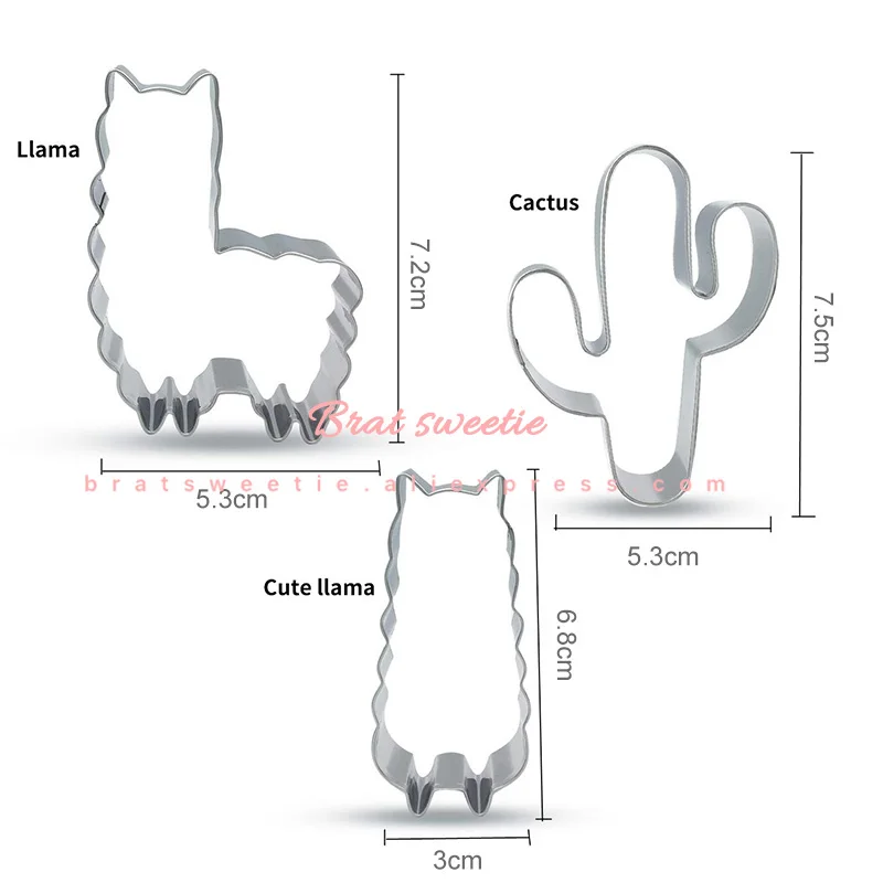3 шт лама Кактус в форме набор резаков для печенья из нержавеющей стали для печенья помадки формы Альпака для выпечки животных DIY вечерние принадлежности