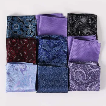 

TagerWilen Polyester Silk Handkerchief Floral Printed Pocket Square Wedding 26cm*26cm Hankies For Men Brand Pocket Towel T-57