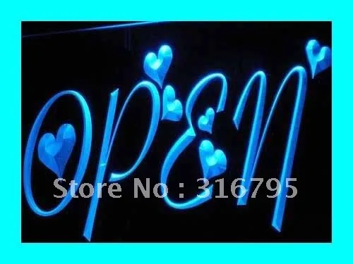 i201 OPEN Heart Display Shop Cafe NEW LED Neon Light Signs On/Off Switch 20+ Colors 5 Sizes | Дом и сад