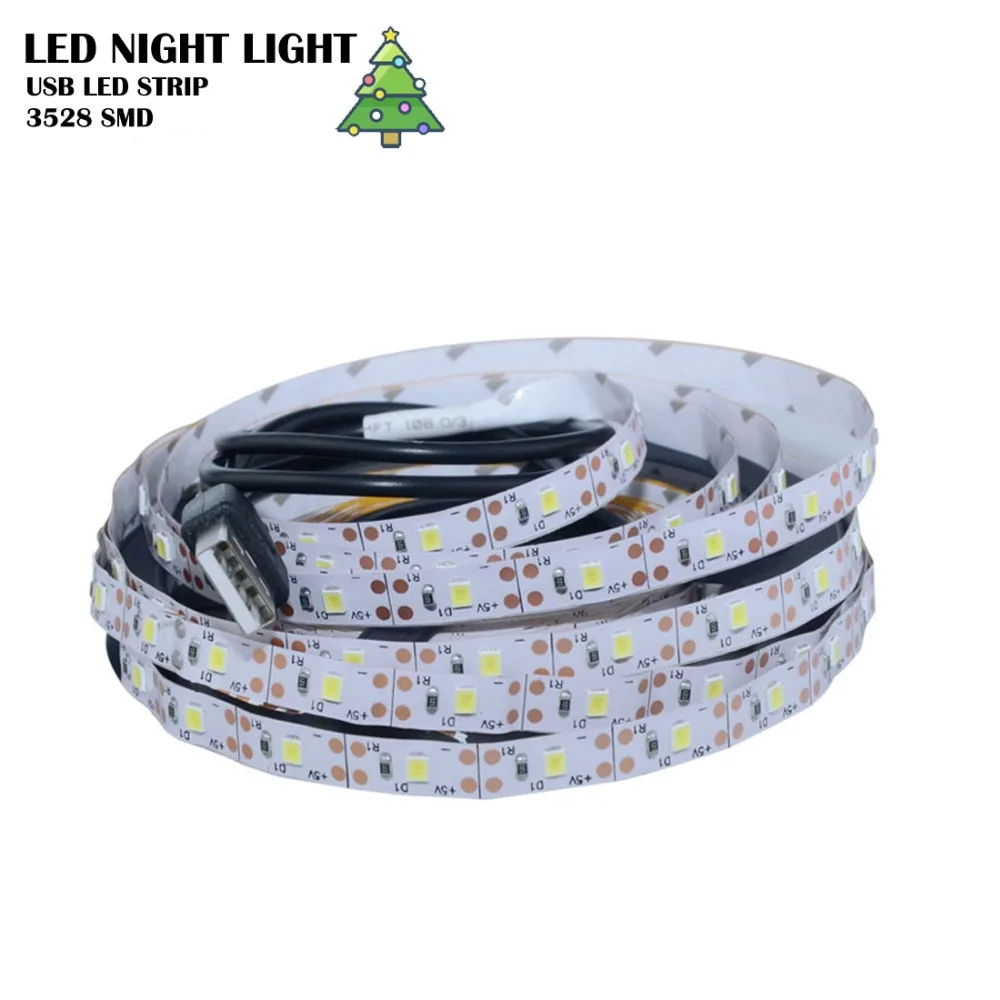 Светодиодная Ночная гирлянда 5 в пост. Тока Usb лента 2835 SMD светодиодные usb лампы для