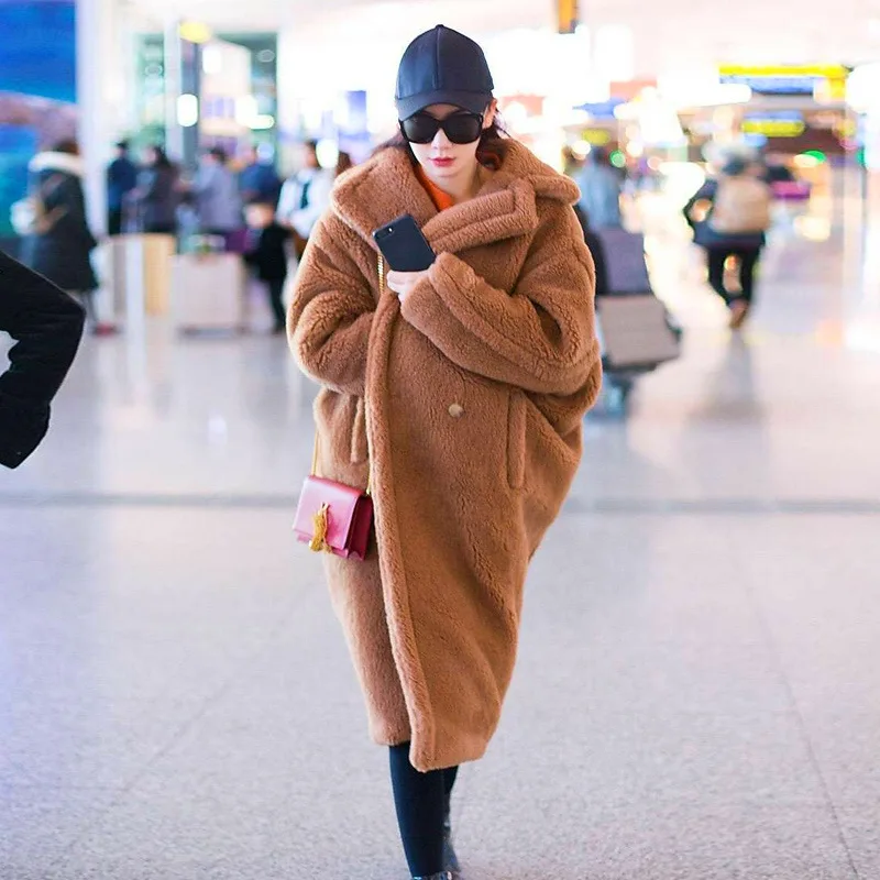 2018 khaki D'hiver Tempérament Sx86 Survêtement Faux Coton Red Agneau Extérieur Section Nouvelles Manteau Fourrure Pzlcxh Chaud Simple Femmes De Veste Longue 4RcqX