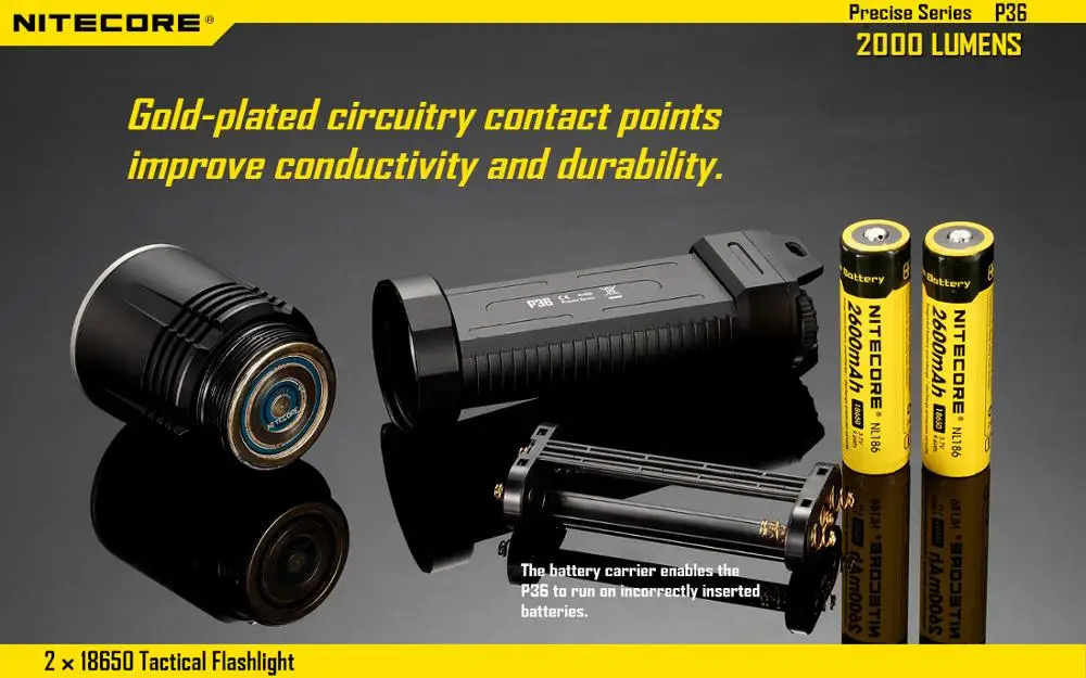 Бесплатная доставка NITECORE P36 2000LM CREE MT G2 светодиодный фонарик 2x18650 для кемпинга
