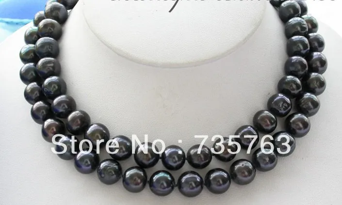 

HOT 00 700 33" 10-11mm black round freshwater pearl NECKLACE
