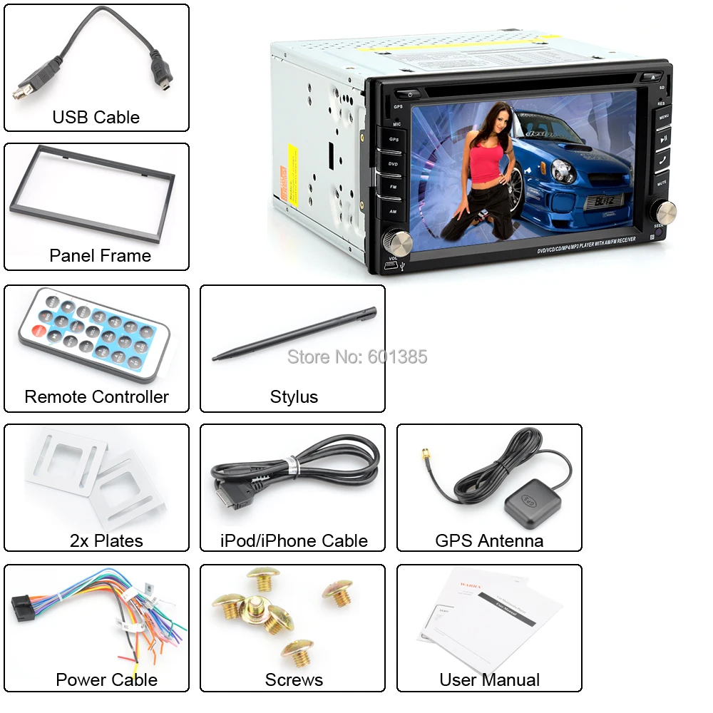 Flash Deal 2 DIN 6.2 Inch Universal Car DVD Player - Windows CE 6.0 OS, 800x480 Resolution, GPS, iPod/iPhone Support, RDS, Bluetooth 4