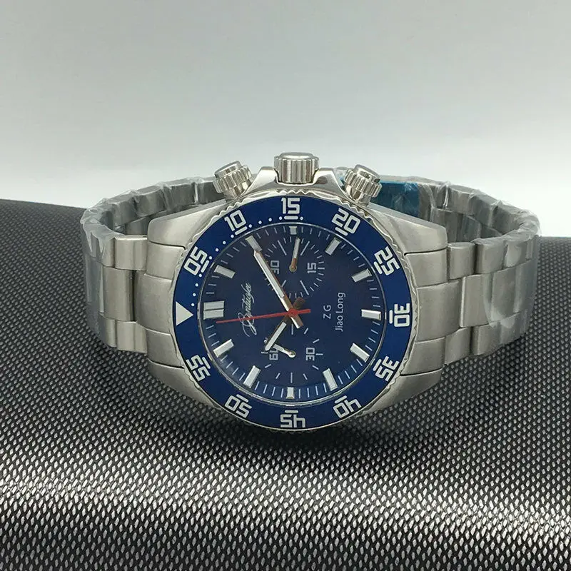 

Mens Seagull movement Chronograph Diver Pilot Watch 100M Mechanical Sapphire
