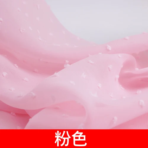 Разноцветная Флокированная шифоновая ткань в горошек, цветочная ткань с принтом, прозрачная, сделай сам, для шитья, платья, юбки, Ширина 1,5 м, для метра - Цвет: Light pink