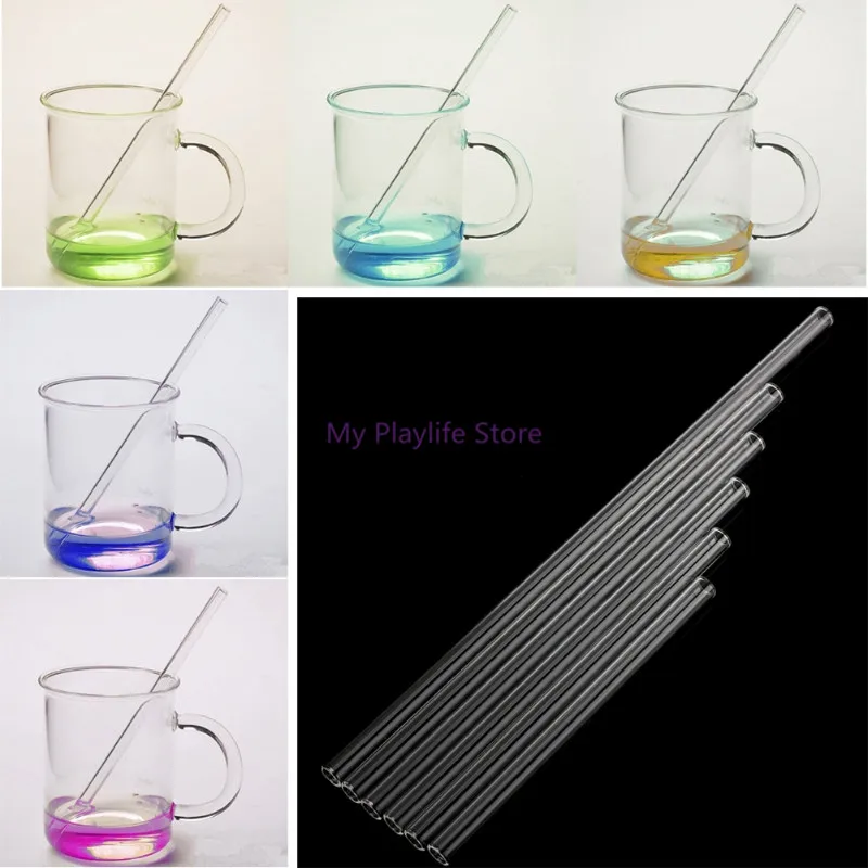 Reusable Wedding Birthday Party Supplies Clear Glass Drinking Straws Thick Straws Bar Accessories 1Pc 6-12inch glass straw set drinking straws