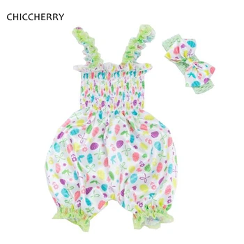 

Newborn Baby Girl Easter Outfit Sleeveless Romper Jumpsuit Headband Floral Girls Suit Summer Children Clothing Roupa De Bebe