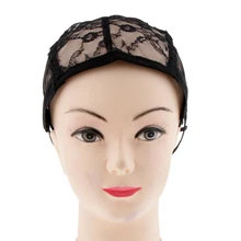 Черные кружевные парики для волос для женщин, делая парик с регулируемыми бретелями среднего размера