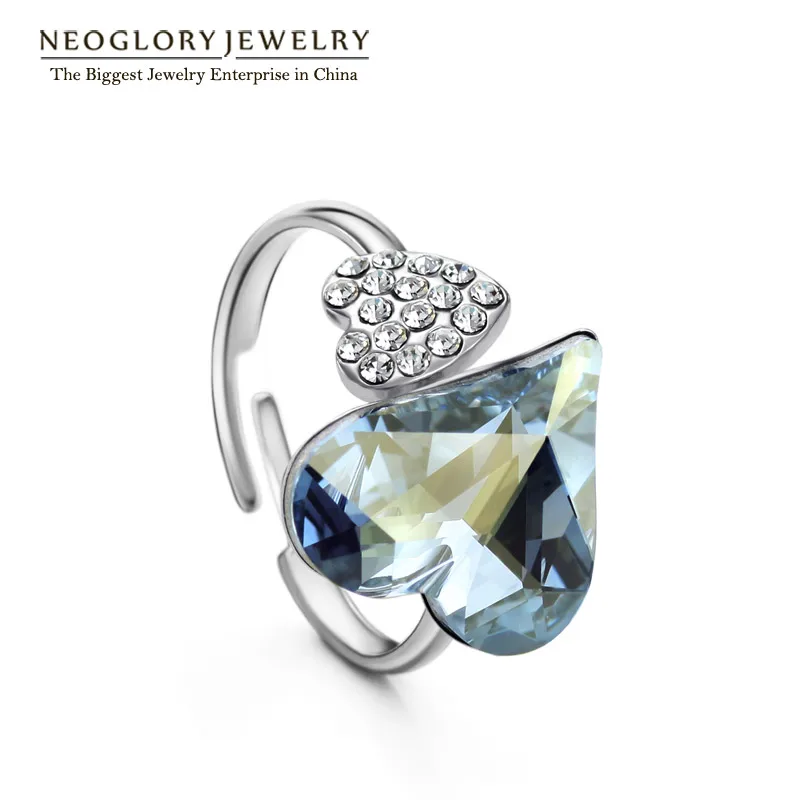 Neoglory Австрийское сердце со стразами кольца на палец для женщин модные ювелирные