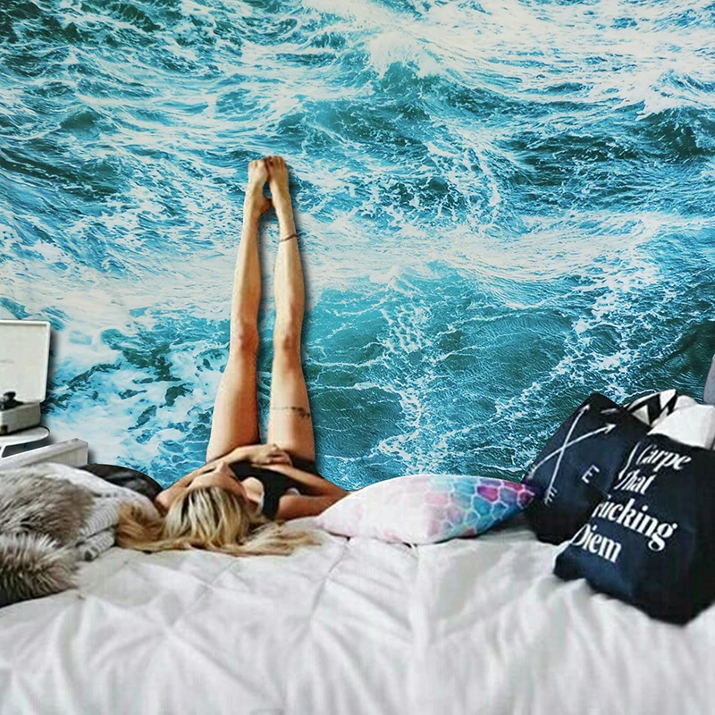 Бутик настенный гобелен синий океан волна гобелен море настенный гобелен настенная декоративная скатерть пляжное полотенце