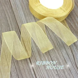 Luxurious Organza Ribbon for Gift Wrapping and Decorative Crafting - 50 Yards per Roll (Gold)