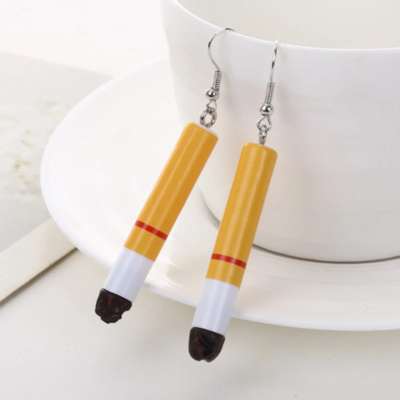 

Fashion Woman Earrings Unique Lifelike Cigarette Butts Earrings Restoring Ancient Ways Wacky Fun Girl Dangle Earring Lady Gift