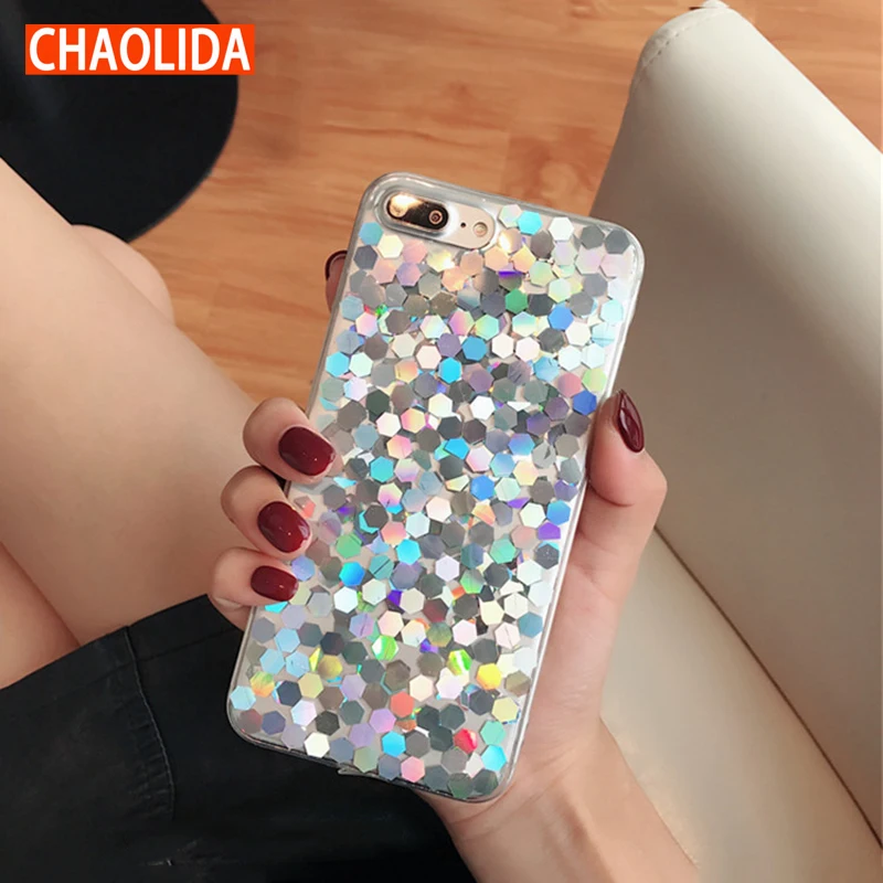 CHAOLIDA Wholesale Bling Paillettes TPU Cellphone Accessories for Iphone X 6 6s 6Plus 7 7Plus 8 8Plus Gliter Back Cover for Girl