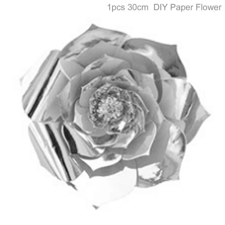 FENGRISE 20 см 30 см бумажные цветы искусственные цветы для свадьбы фон Настенный декор события вечерние Декоративные искусственные цветы бумага - Цвет: Silver 30cm