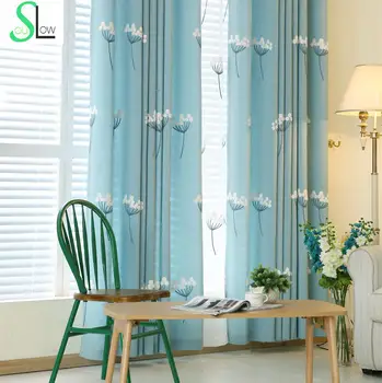 

Slow Soul Blue Pink Korean Garden Cotton Towel Embroidery Floral Tulle Curtains For Living Room Kitchen Bedroom Perde Children