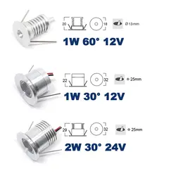 1 Вт 2 Вт 12 В 24 В 13 мм 25 мм мини светодиодные лампы светильники 80Ra 100Lm/ W 30 60 градусов пятно шкаф и лестницы лампы ce rohs