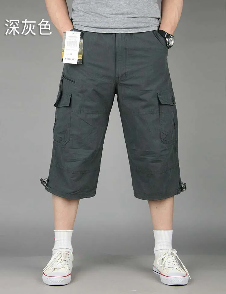 802 Deep Gray 6XL 7XL Летние повседневные шорты для мужчин Хлопковые Бриджи с большим карманом Свободные мешковатые хип хоп шорты-бермуды Военная Униформа мужс - Цвет: 802 Deep Gray
