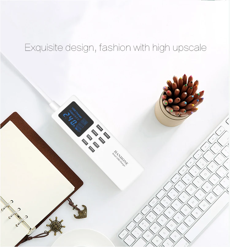 Smart USB Charger 8 USB Ports Led Display US EU UK Plug Travel AC Power Strip Adapter Socket For Cellphone Tablet Chargers (4)