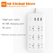 XiaoMi Mijia 6 Ports avec 3 USB Charge Rapide 5 V 2.1A USB Bande de Puissance intelligente Plug Power Chargeur Prise US UK UE UA Blanc