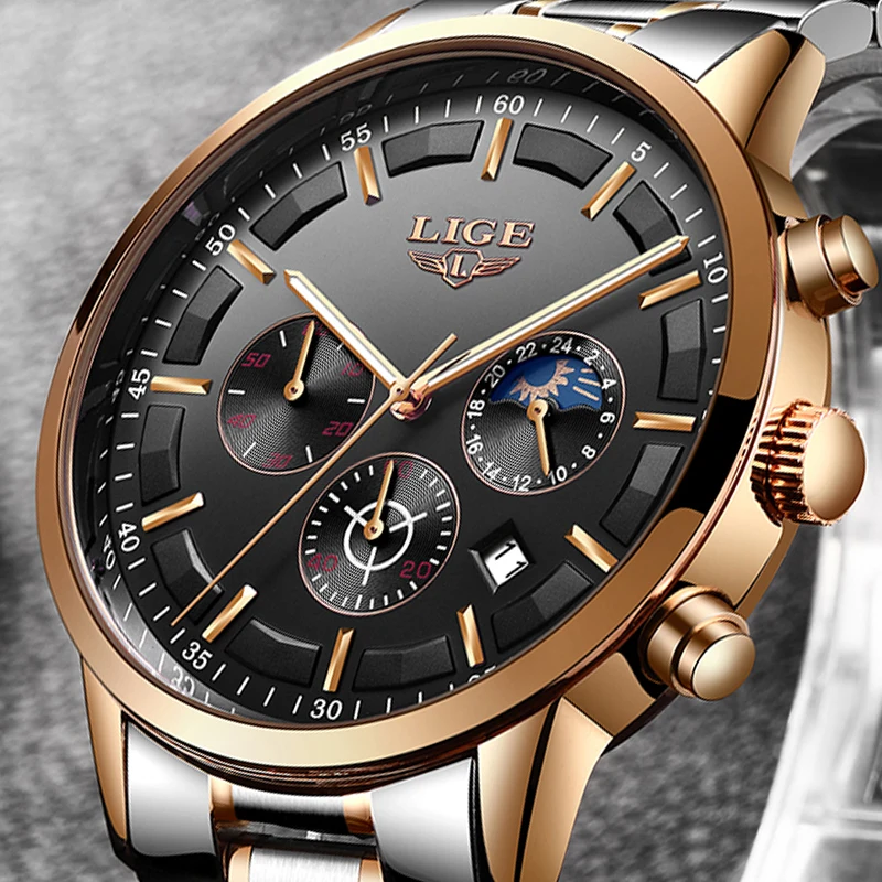 

Relogio Masculino LIGE New Fashion Mens Watches Top Brand Luxury Full Steel Business Quartz Watch Men Waterproof Sports Watches