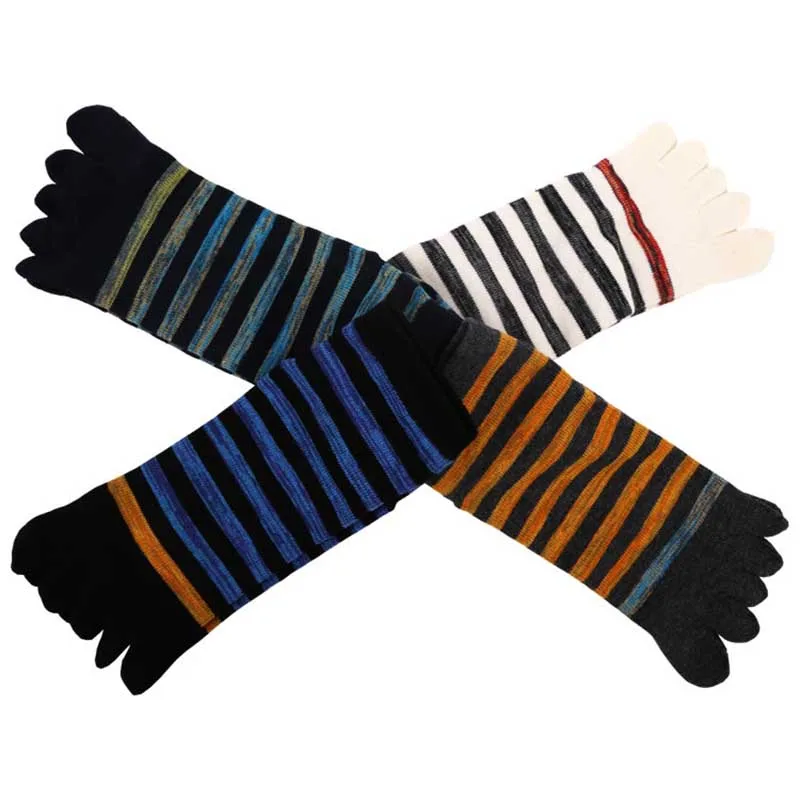 [COSPLACOOL] полосатый Бизнес Для мужчин Повседневное хлопок ножной браслет Пять пальцев носки Для мужчин модные носки с пальцами дышащие