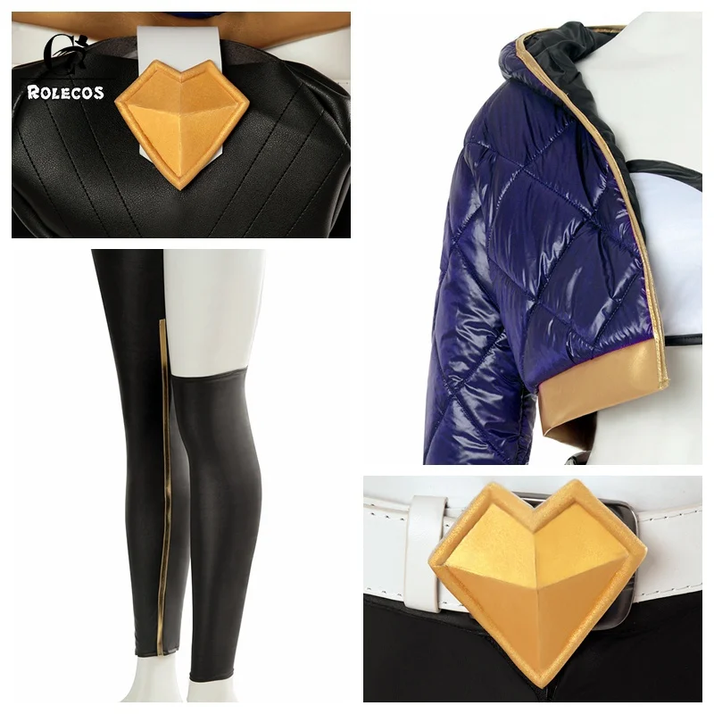 ROLECOS KDA Akali Cosplay Costume LOL AKALI Cosplay Costume LOL K/DA Women Outfit Coat Pants Gloves Bag Halloween