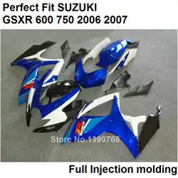 Литья под давлением Лидер продаж Обтекатели для Suzuki GSXR600 K7 06 07 синий белый черный комплект обтекателей GSXR750 2006 2007 vn116