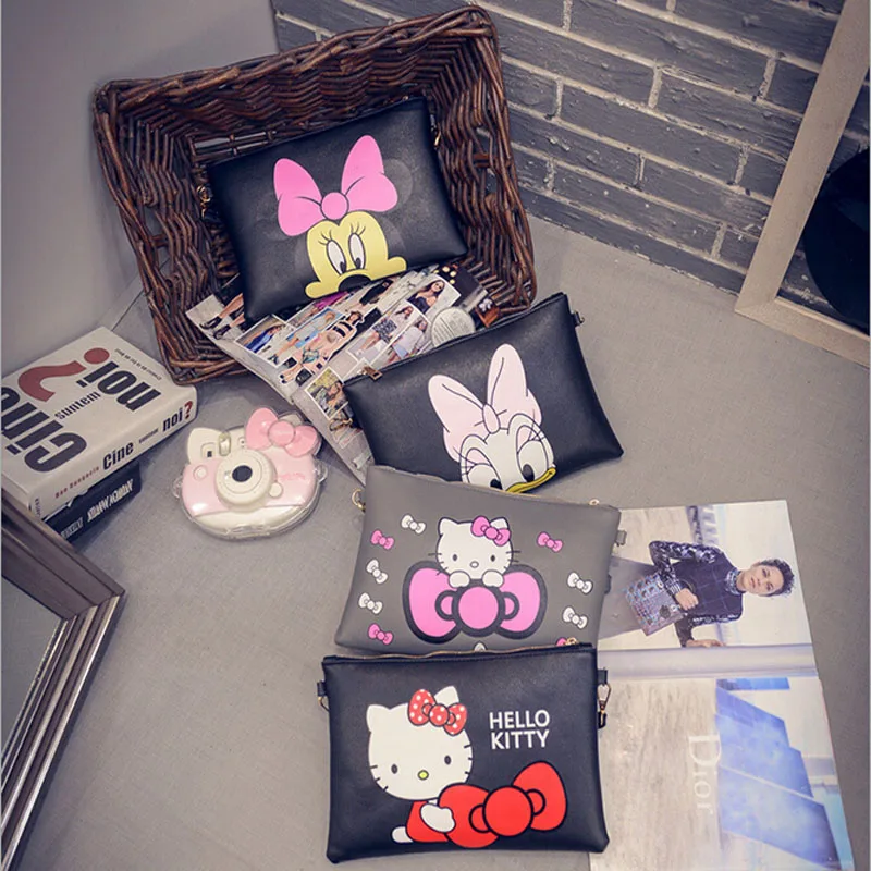  Women Clutch Bag Hello Kitty Messenger Bags Mickey Handbag Stitch Women Leather Handbags Bolsa Feminina Bolsas Feminina 