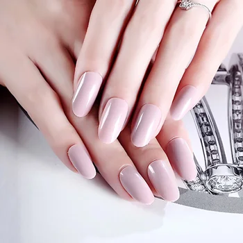 

DIY Short Full Cover Nail Art Tips with Glue Women Simple Fashion Press On False Nail Girls Sweet Pink Color Acrylic Fake Nails