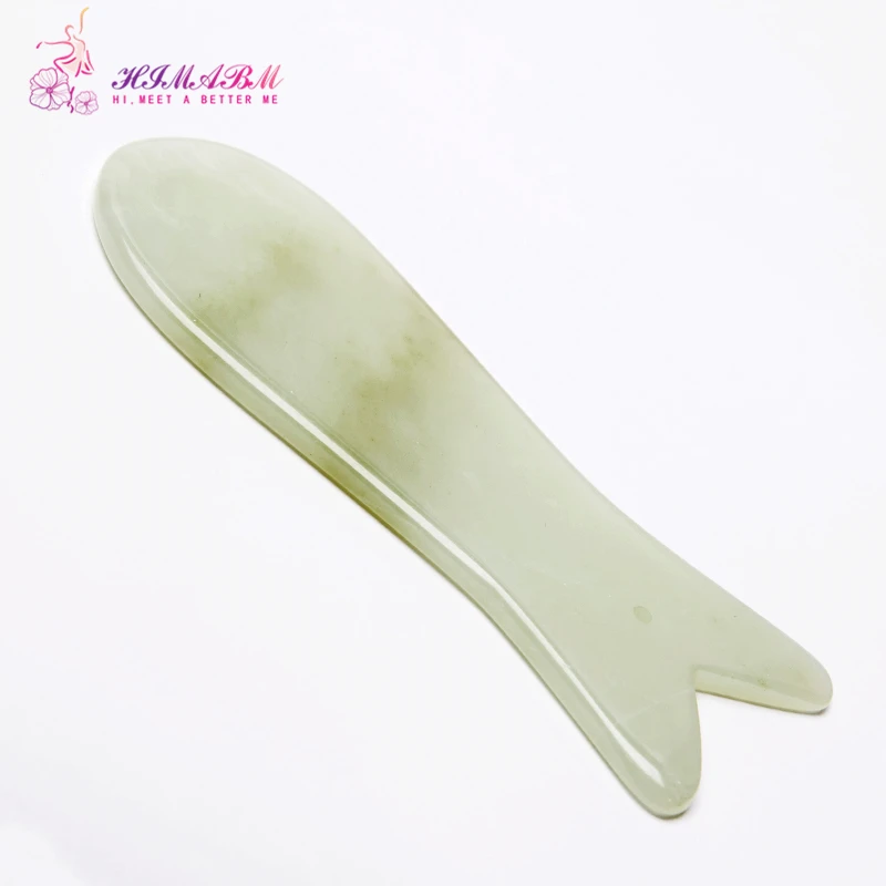Natural light green jade small size fish shape guasha board massage tool facial treatment scraping tool for body health care Natural light green jade small size fish shape guasha board massage tool facial treatment scraping tool for body health care